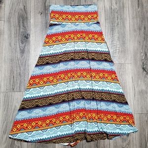 LuLaRoe Multicolored Roll Top Maxi Skirt Womens Large